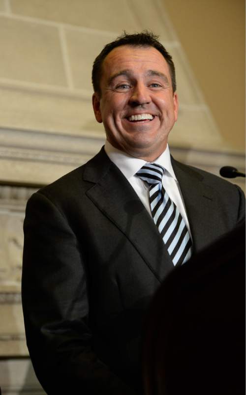 Francisco Kjolseth  |  The Salt Lake Tribune
The House Republicans choose Rep. Greg Hughes as the new House Speaker during a closed election meeting at the Utah State Capitol on Thursday, Nov. 6, 2014.